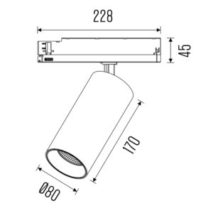 Huginn R LED railspots afmetingen